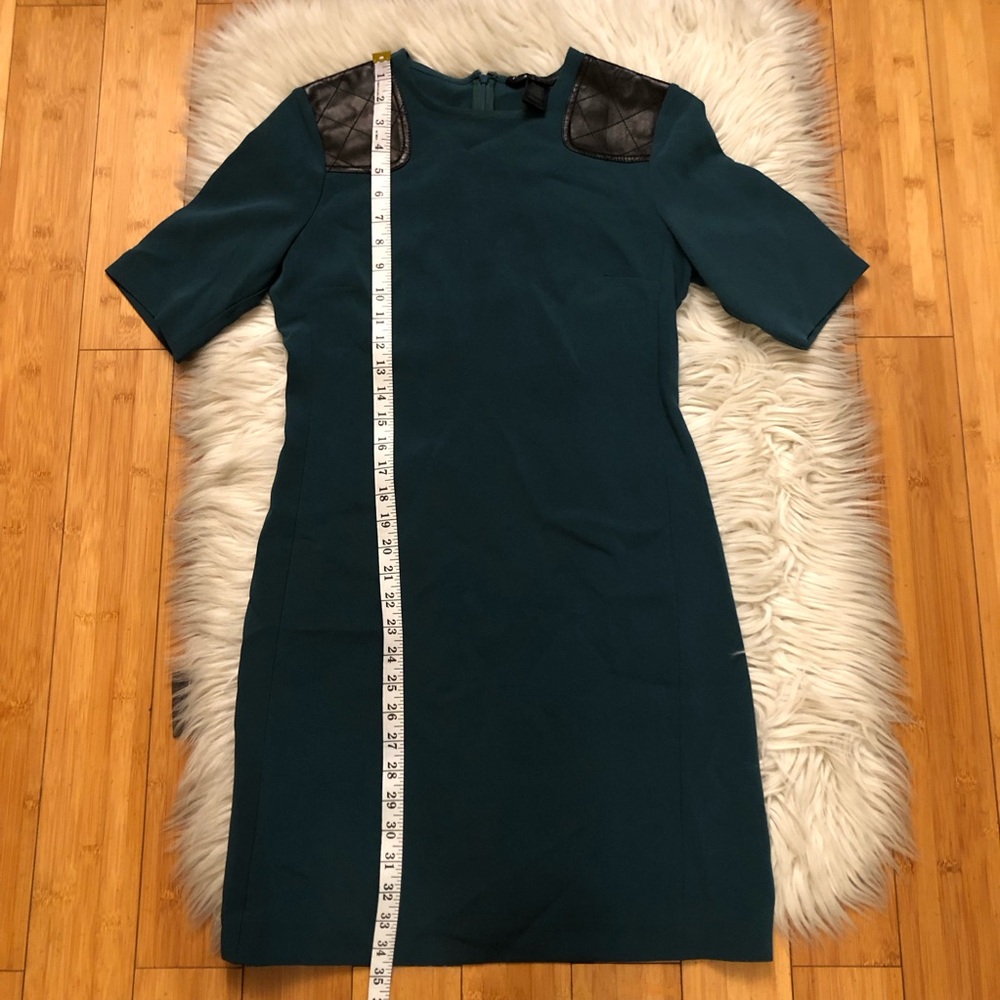 Marc Jacobs Black Lamb Leather Shoulders Lightweight Teal Sheath Dress size 4 - Picture 10 of 10